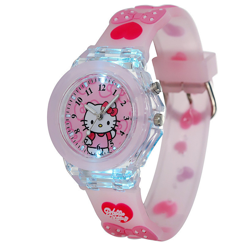 SANRIO นาฬิกาข้อมือควอตซ์ ลายการ์ตูน Kuromi Melody Cinnamoroll น่ารัก พร้อมกล่องสี สําหรับเด็กผู้หญิง