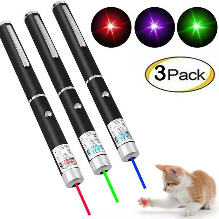 ปากกาเลเซอร์ แบบพกพา 5MW ทนทาน สีเขียว สีดํา 3 สี 3 ชิ้น
