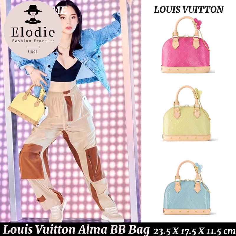 24-หลุยส์วิตตอง กระเป๋า Louis Vuitton Alma BB กระเป๋าสะพายไหล่ผู้หญิงใบเล็กวัสดุหนังสิทธิบัตร