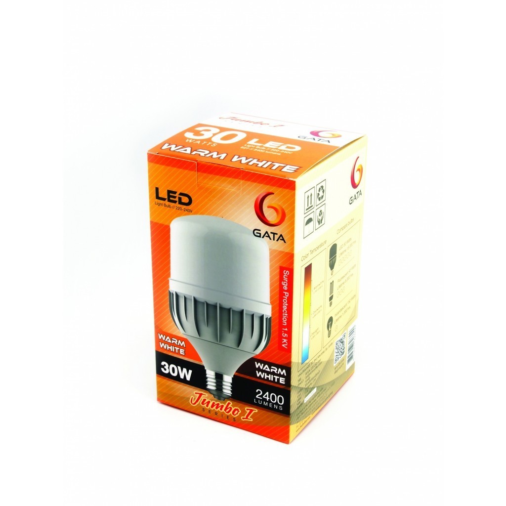 Electrol_Shop GATA หลอดไฟ LED E27 30w ฝาขุ่น แสงวอร์มไลท์