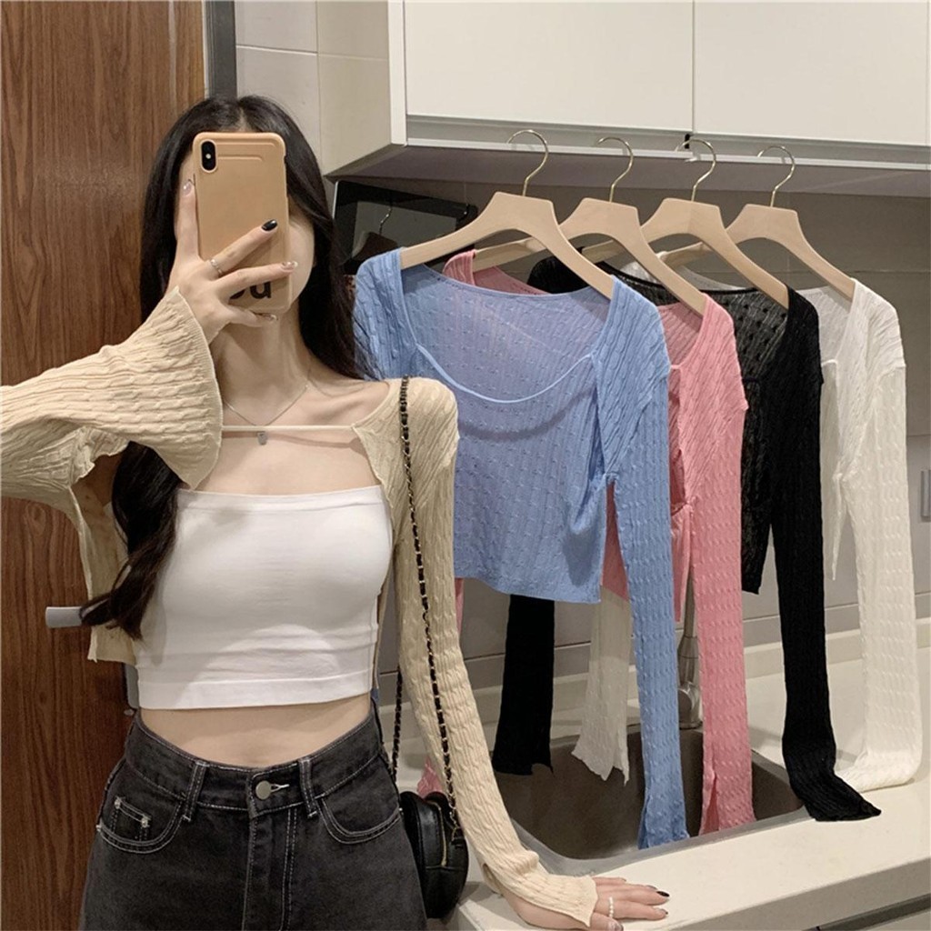 👚Anna👚❤️4613 ❤️เสื้อคลุมไหมพรมแขนยาว ผ้าบางไม่หนารุ่นนี้โทนสีพาสเทลใส่คลุมกับอะไรก็ปัง ผู้หญิง สาวอวบ เสื้อผ้าแฟชั่น