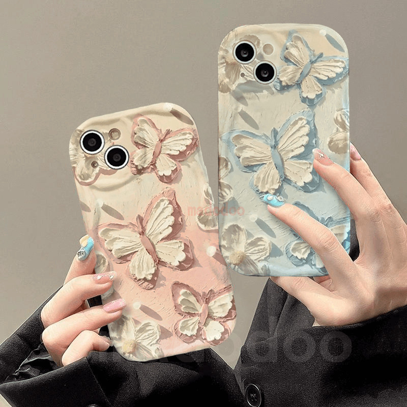 เคส OPPO A3 A60 A79 A18 A38 A78 A77 5G A58 A57 2022 A17 A17K A16 A16K A16E A16S A74 A95 A94 A93 A76 A96 A55 A54 4G A15 A15S A53 A33 A52 A72 A92 A31 A7 A5S A12 A11K A9 A5 2020 A1K A3S A12E F11 Oil painting Butterfly Anti-fall Phone Case NY 119