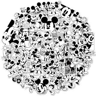 50ชิ้นน่ารักการ์ตูนสีดําและสีขาวมิกกี้เมาส์กันน้ําสติ๊กเกอร์กราฟฟิตีสําหรับหมวกกันน็อคจักรยานบัญชีมือกรณีดินสอ ง เอแคลส์ แลนสติ๊กเกอร์เวิลด์