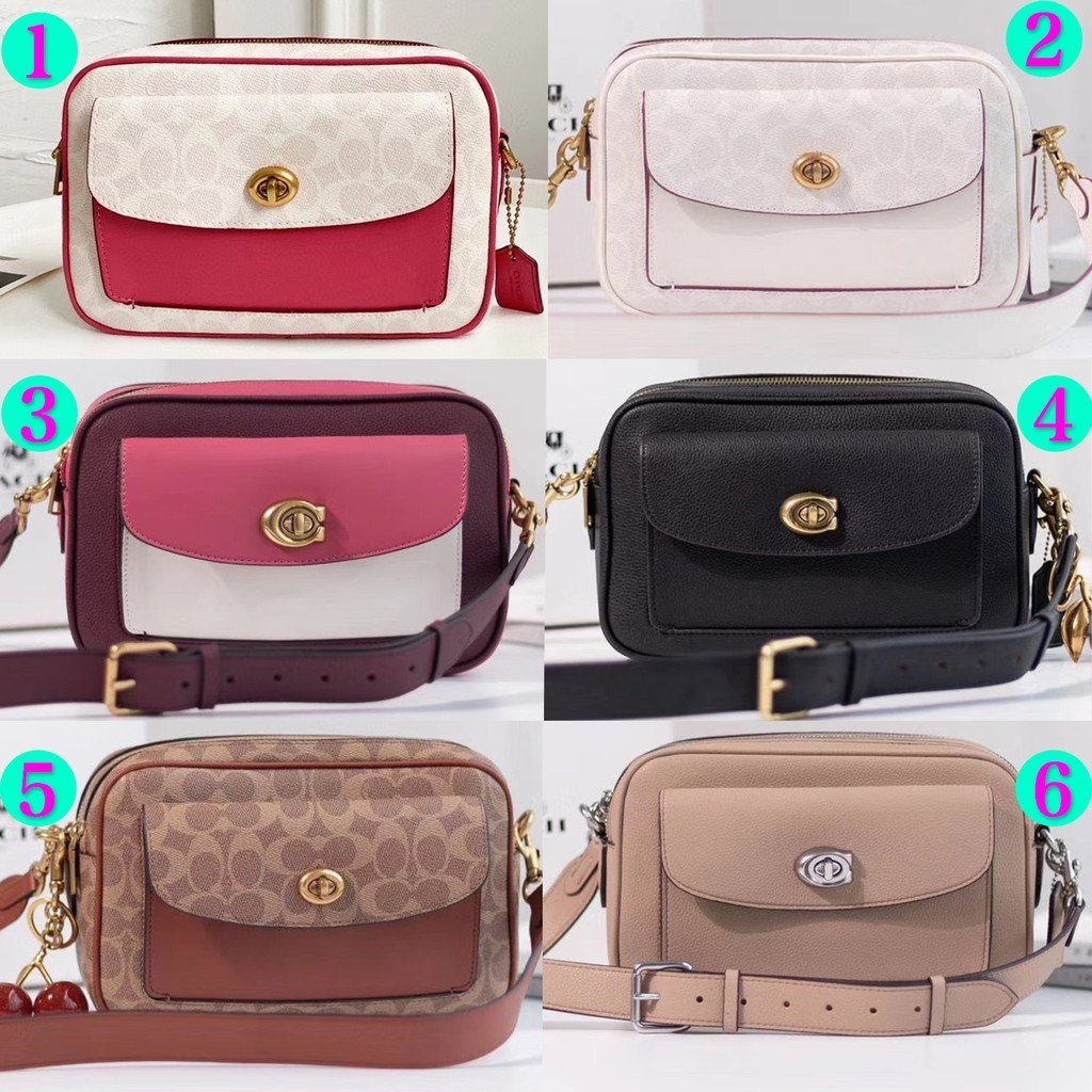 (((คลังสินค้าพร้อม) ♞,♘638 639 640 COACH Cowhide Material กระเป๋าสะพายสุภาพสตรี Messenger Bag