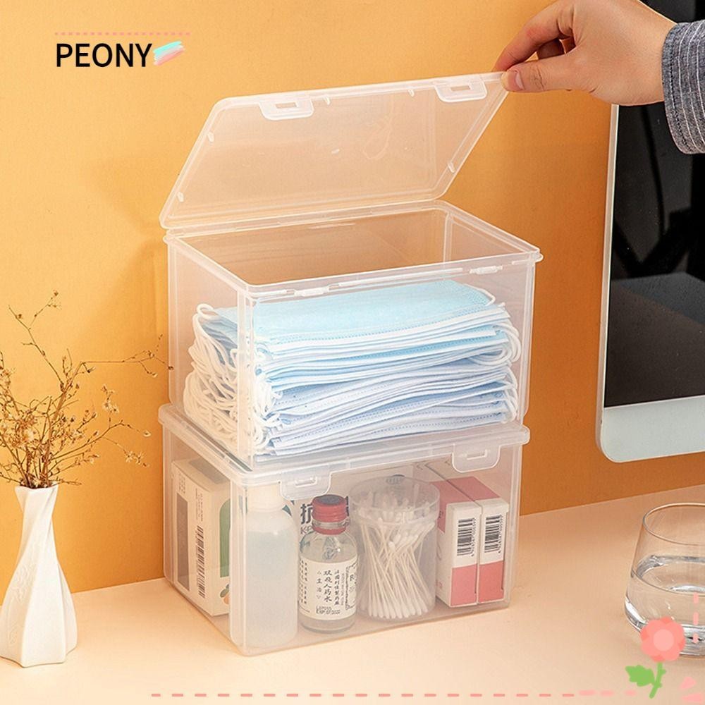 Peonypavilion กล่องพลาสติกใส กันฝุ่น ขนาดเล็ก แบบพกพา สําหรับเก็บยา เครื่องประดับ ต่างหู 1 ชิ้น