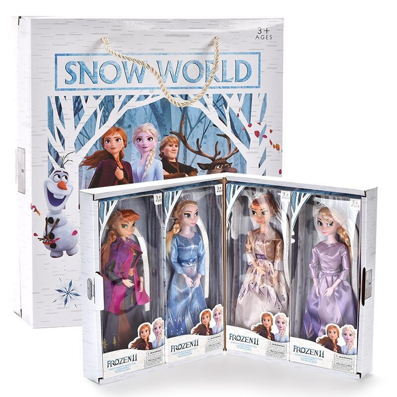 ชุดกล่องของขวัญตุ๊กตา Frozen II Snow World ราคาน้ําแข็ง Elsa Anna 11- นิ้ว SoLid Body 9 ข้อต่อที่สามารถเคลื่อนย้าย RM017