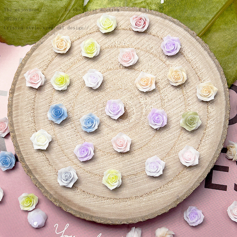 ใหม่ ดอกกุหลาบ ขนาดเล็ก เรืองแสง อุปกรณ์เสริม สําหรับตกแต่งเล็บ diy