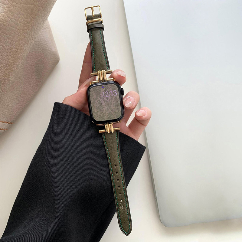 สายนาฬิกาข้อมือหนังแท้ สไตล์เรโทร สําหรับ Apple Watch Ultra 9 8 7 6 SE 5 4 3 2 1 ขนาด 38 40 41 มม. 42 44 45 49 มม.