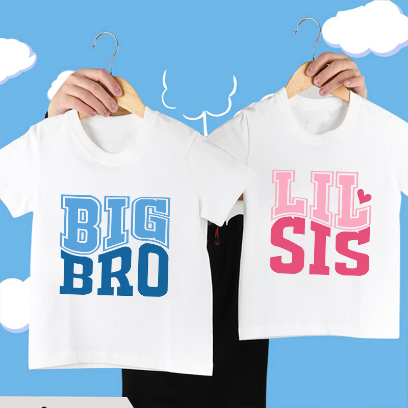 เสื้อยืดคอกลม แขนสั้น พิมพ์ลาย big Brother big Sister little Brother สีขาว สําหรับครอบครัว เด็กผู้ชา