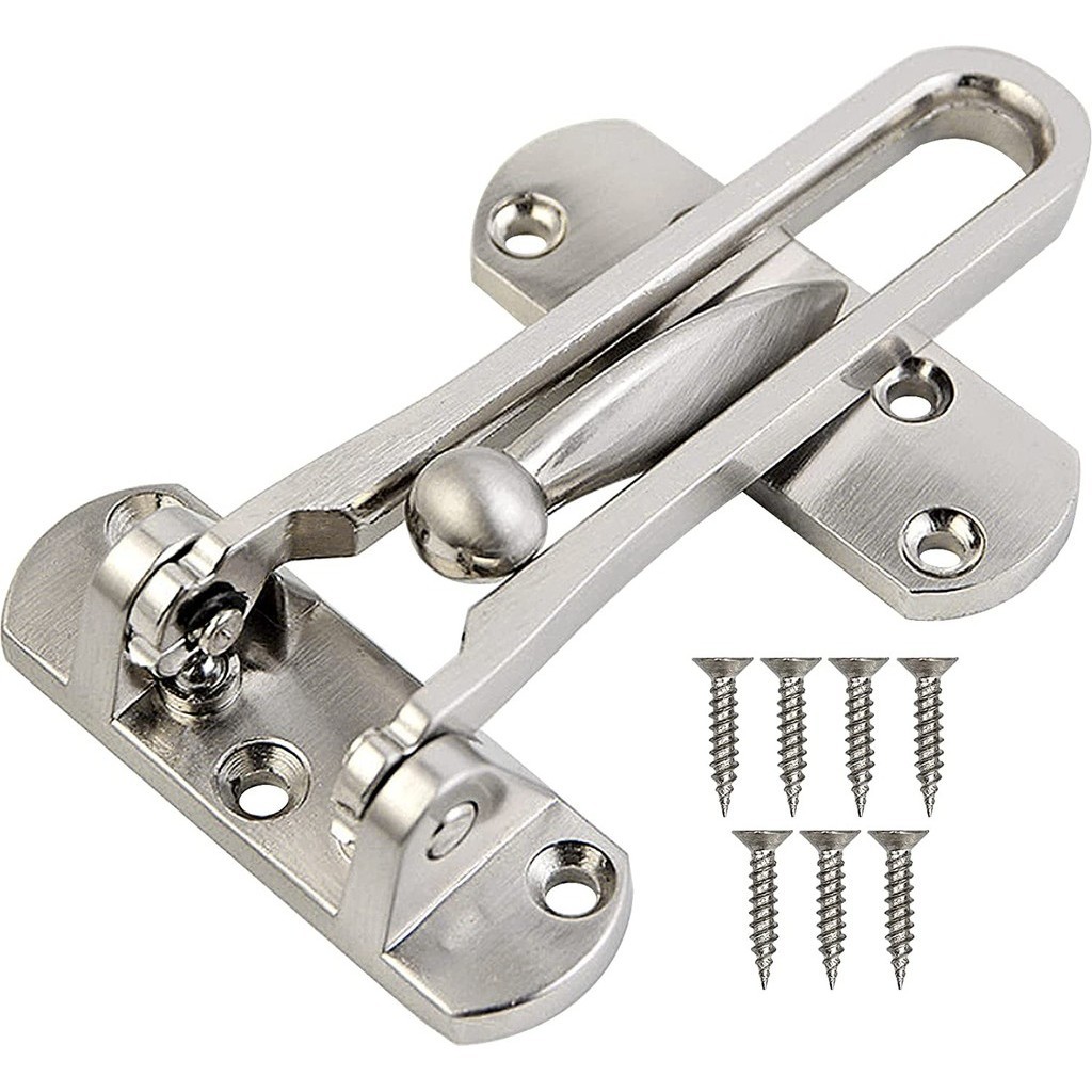 กลอนล็อคประตู ตัวล็อคประตู สแตนเลส พร้อมอุปกรณ์ติดตั้ง Door Guard