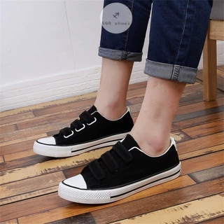 👣รองเท้านักเรียน👣สินค้าพร้อมจำหน่าย รองเท้าผ้าใบแฟชั่นสตรีสไตล์เกาหลี เวลโครก็สะดวก