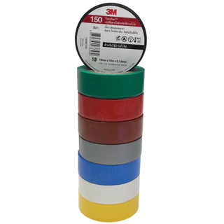 [ 10ชิ้น ] TAPE-3M-150 เทปพันสายไฟ ทนแรงดันไฟฟ้าได้ 600V 3/4นิ้ว ยาว 10เมตร สามเอ็ม เทปฉนวนไฟฟ้า Adhesive and Tape ใช...