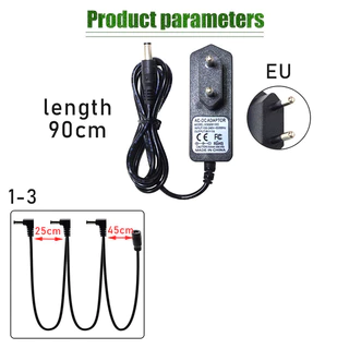 อะแดปเตอร์จ่ายไฟ สายแจ็คกีตาร์ 9V DC 1000mA สายคอร์ดลบภายในบวกด้านนอก สายยาว90ซม.