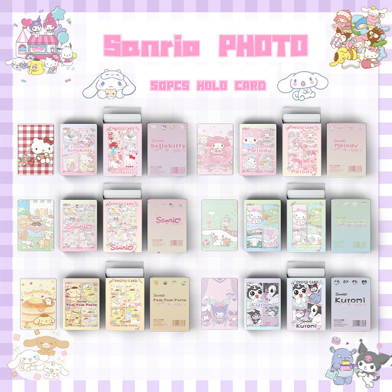 Linxx 50 ชิ ้ น Sanrio Kuromi Cinnamoroll อัลบั ้ ม Lomo Card Kpop Photocards โปสการ ์ ด Series