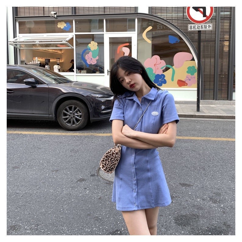 พลีสสั้น TTS พร้อมส่ง🔥🌺  เวอร์ชั่นเกาหลีของใหม่ฤดูร้อนคอปกโปโลหลากสีบาง A กระโปรงสั้นนักเรียนกระโปรง