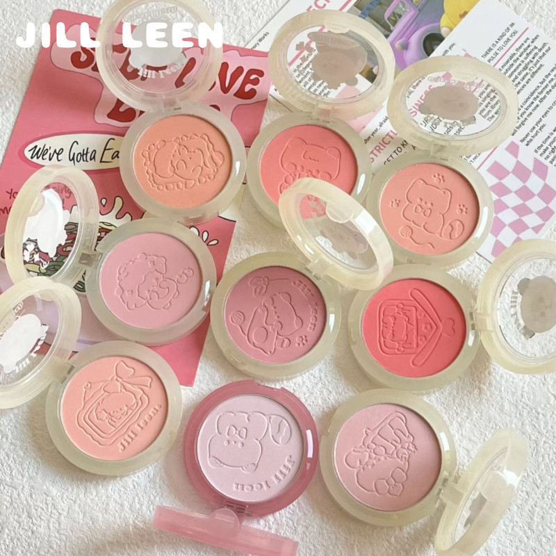 JILL LEEN บลัชออนสีเดียว บลัชออนเนื้อบางเบา คอนทัวร์บางเบา บลัชออนสีพีชธรรมชาติ เนื้อแมท สีม่วง
