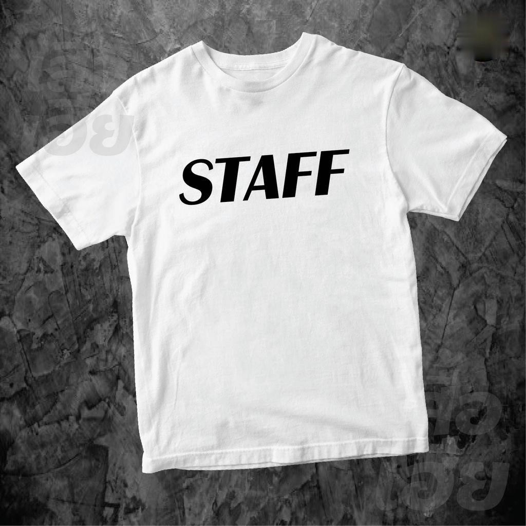 เสื้อStaff ทีมงานกลุ่ม รุ่น พร้อมสกรีน  ผ้าCotton เสื้อยืดแขนสั้นพิมพ์ลายสีขาวดำลำลองน่ารักคลาสสิกราคาถูก