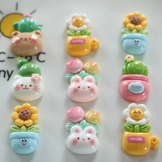 เครื่องประดับ พวงกุญแจ จี้รูปดอกไม้ กระบองเพชร ดอกทานตะวัน แวววาว DIY สําหรับตกแต่งตู้เย็น