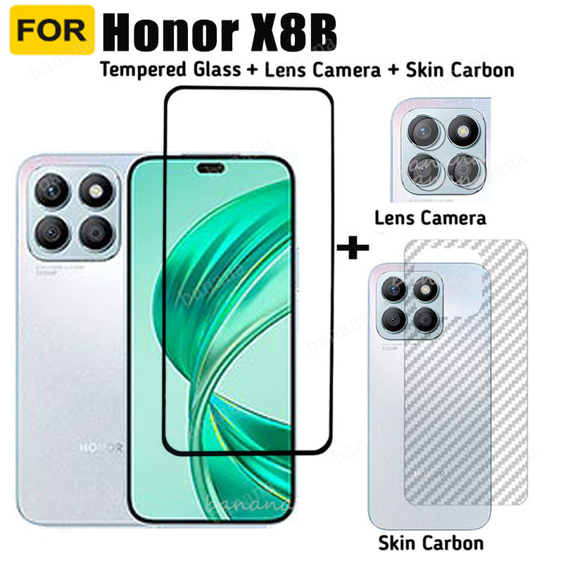 สําหรับ Honor X8B ฟิล์มกระจกนิรภัย 3 in 1 Huawei Honor X8 B X 8B เลนส์กล้อง กระจกกันรอยหน้าจอ ฟิล์มก
