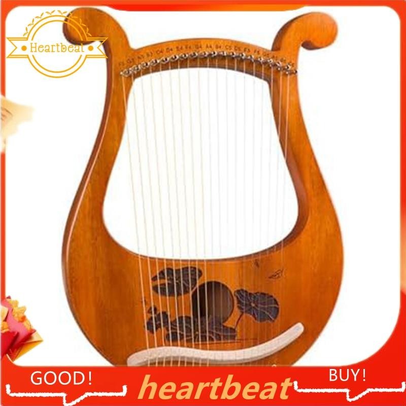 Lyre Harp 19 String Beginners Harp,Portable 19-Tone Small Harp 19-String Lyre เครื่องดนตรีไม้เนื้อแข