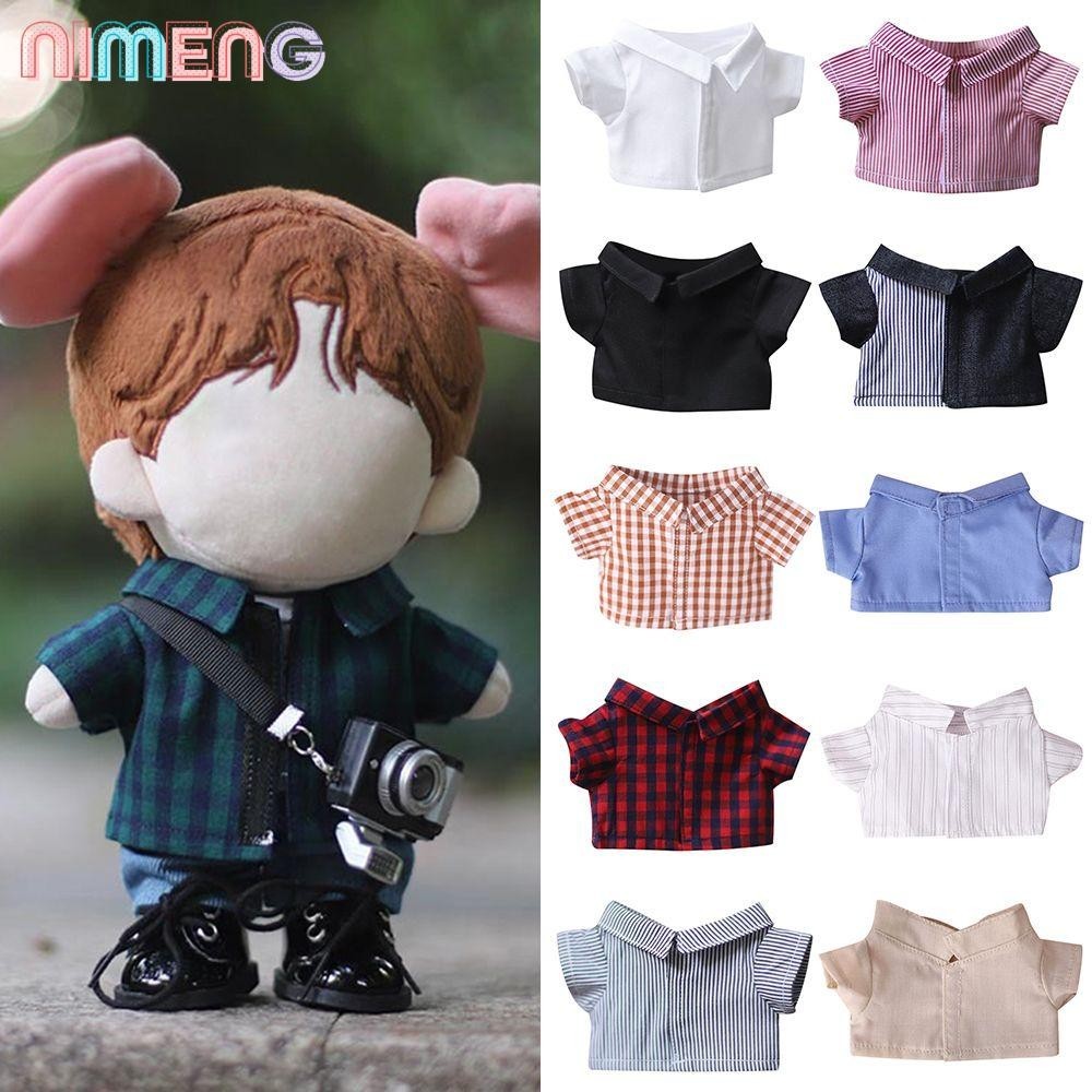 Nimeng เสื้อตุ๊กตา 20 ซม. เล่นบ้าน ผ้าฝ้าย ยัดไส้ เปลี่ยนชุด เกมลายตาราง
