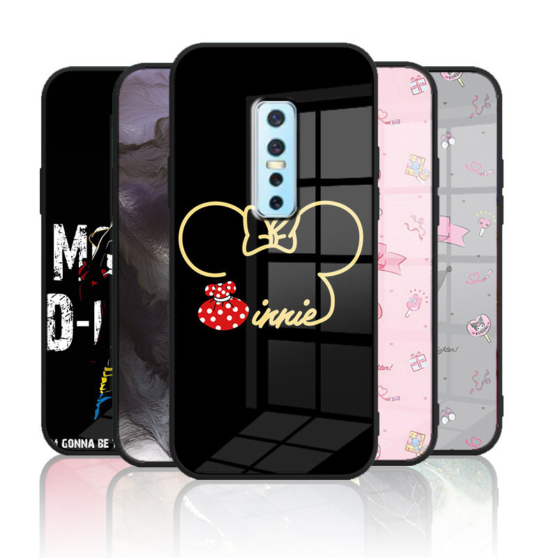 เคสกระจกนิรภัย TPU แบบนิ่ม ขอบซิลิโคน สําหรับ VIVO V17 pro 1910