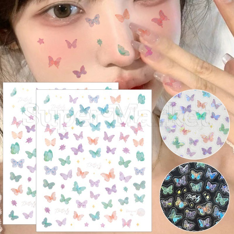 [ Featured ] สติกเกอร์ ลายผีเสื้อ มีกาวในตัว กันน้ํา หลากสีสัน สําหรับตกแต่งเล็บ แต่งคอสเพลย์ DIY
