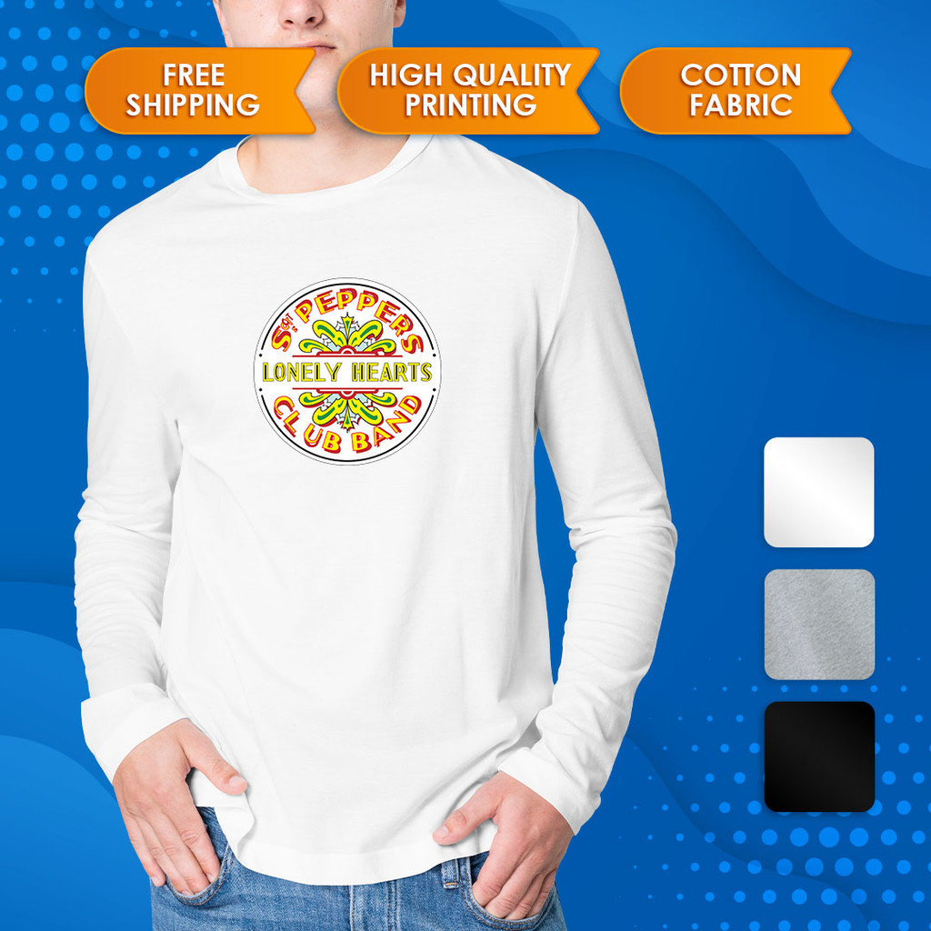 SGT PEPPERS/เพลงRock Band/Baju Unisexผ้าฝ้ายแขนยาวTเสื้อTeeเสื้อยืดTshirtแฟชั่นPakaian Top