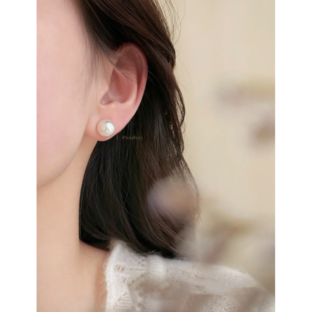 พร้อมส่ง IRIS VINTAGE SOUTHERY SEA BLUE SERISE | White kian ppearl earrings GV0329 เครื่องประดับ ต่างหู