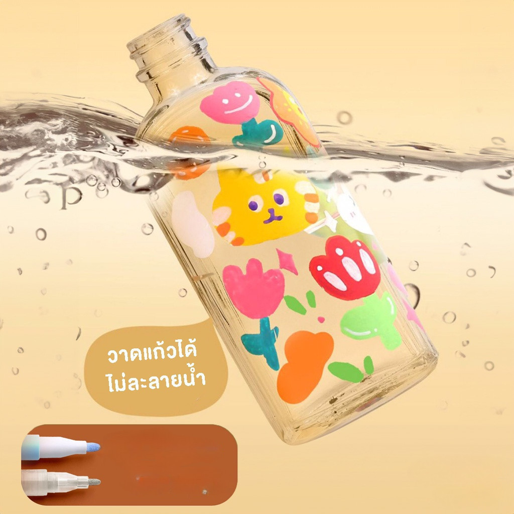 ปากกาอะคริลิค 12/24/36/48 สี Acrylic marker pen กันน้ำ เขียนได้ทุกพื้นผิว ปากกาเขียนแก้ว /พลาสติก/ไม้/เหล็ก/กระจก/ผ้า - รูปที่ 2
