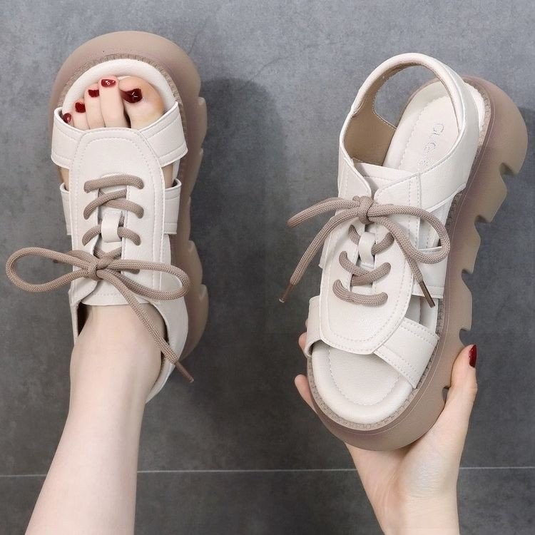 รองเท้าแตะรัดส้นสไตล์เกาหลี พื้นหนา กันลื่นและทนต่อการสึกหรอ สวมใส่สบาย