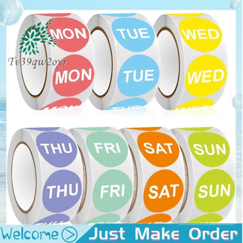 Tv39qw2oyr7 Day of the Week สติกเกอร์, 1 นิ้วรอบ Day Dot ป้ายหมุนอาหาร-3500 ชิ้น วันที่สติกเกอร์สําห