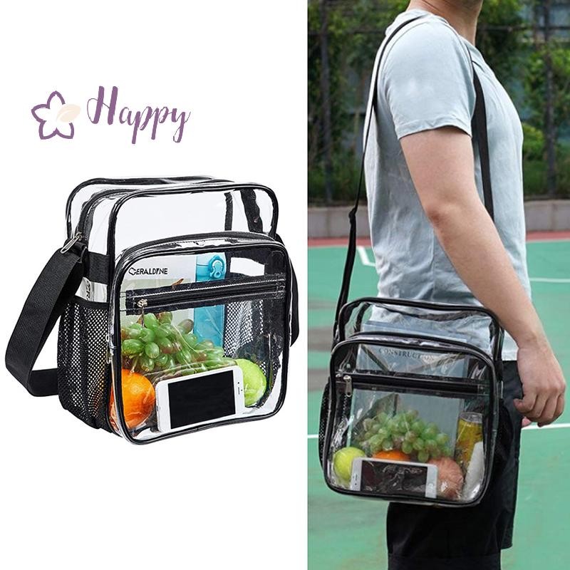 <Happybay> โปร่งใส PVC ไหล่ Crossbody กระเป๋าขนาดใหญ่ความจุกระเป๋าใสกระเป๋าเดินทาง Messenger กระเป๋ากันน้ําลดราคา