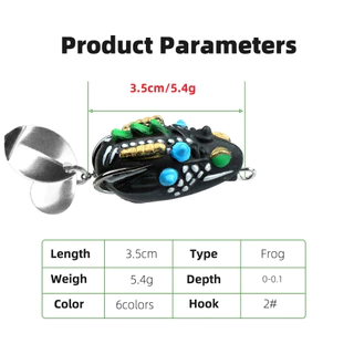 5 ชิ้นชุด 3.5 ซม./5.4g กบอ่อนตกปลา Lure Mini Soft Lure Double Upgrated Hook Top Water