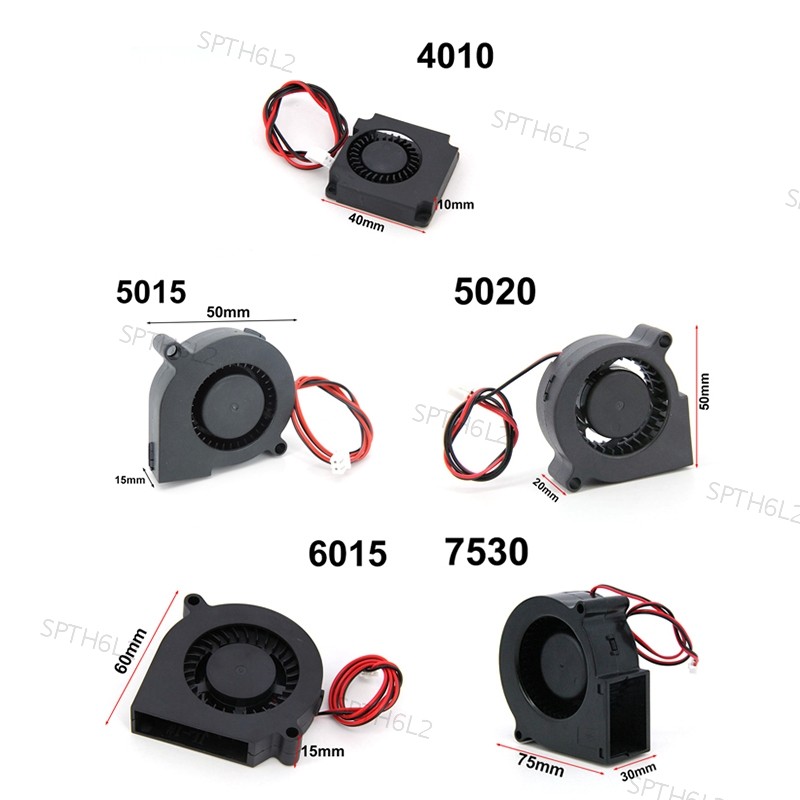 Dc 5V 12V 24V 4010 5015 6015 7530 Blower Turbo Cooling Fan Brushless 4 ซม.5 ซม.6 ซม.7 ซม.สําหรับ 3D 