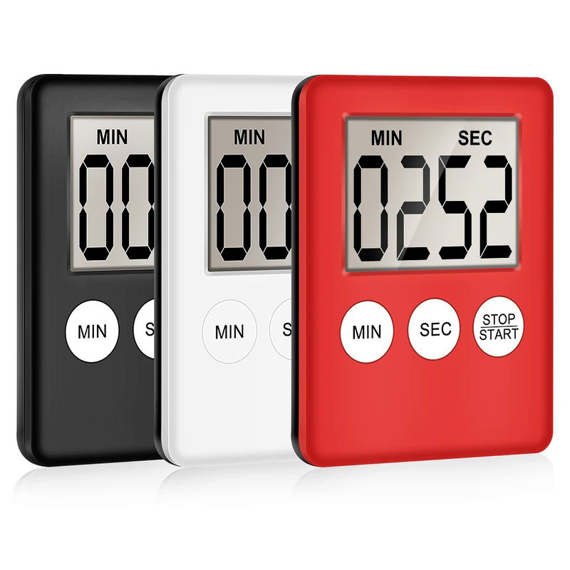 Super Thin LCD Digital Display Kitchen Timer Square Kitchen Countdown Alarm Magnet Clock Sleep Stopw