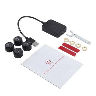 ฟรี Usbusb Android Tpms รถความดันยางนาฬิกาปลุกระบบสําหรับรถยนต์เครื่องเล่น Android คําเตือนอุณหภูมิพร้อมเซ็นเซอร์สี่