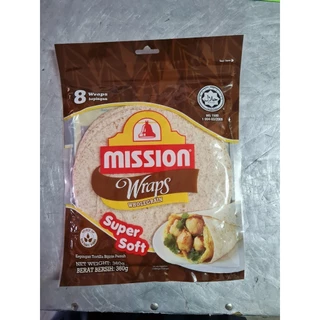 แผ่นแป้งตอติญ่า แป้งสาลี มิชชั่น Mission แผ่นแรพส์สำเร็จรูป มิชชั่นแรพส์ ออริจินัล 360 กรัม มิชชั่นแรพส์ wraps mission