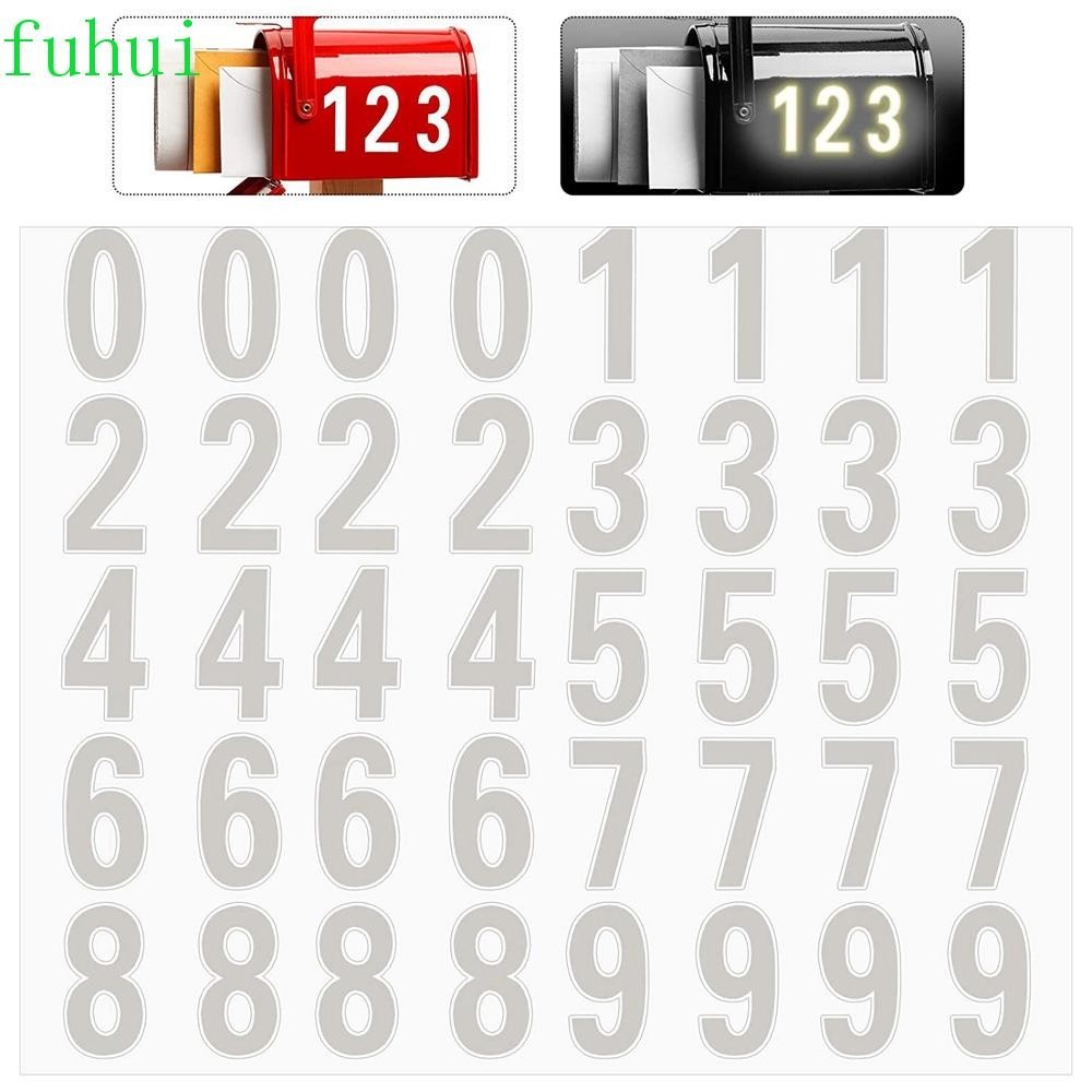 Fuhui สติกเกอร์ตัวเลข สะท้อนแสง กันน้ํา สําหรับตกแต่งประตู หน้าต่าง สมุดภาพ