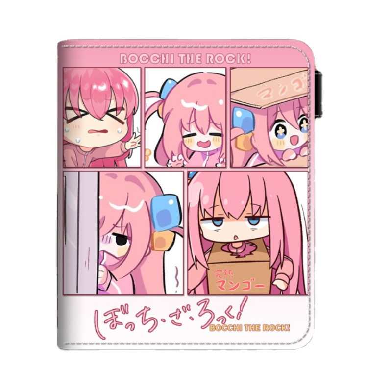 การ์ตูน Bocchi The Rock! Gotoh Hitori Short PU Leather Button Wallet Purse with Zipper Bag