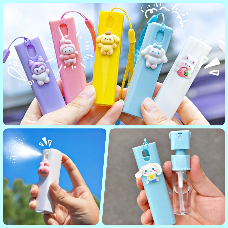 ขวดสเปรย์ ขวดน้ําหอม แอลกอฮอล์ พร้อมสายคล้องมือ พกพาสะดวก ขนาด 10 ml. ลายการ์ตูน เติมได้ง่ายมากๆ