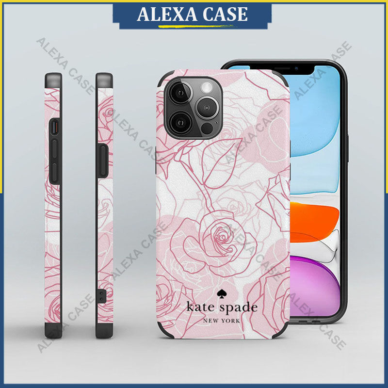 Kate Spade เคสโทรศัพท์สําหรับ iPhone 16 Pro Max / iPhone 15 Pro Max / iPhone 14 Pro Max / iPhone 12 Pro Max / XS Max / iPhone 8 Plus / iPhone SE Lambskin เคสป้องกัน FASZPH
