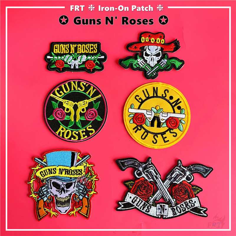 ☸ Guns N' Roses - แผ่นแพทช์รีดผ้า แบบวงร็อค ☸ แผ่นแพทช์รีดติดเสื้อ DIY 1 ชิ้น