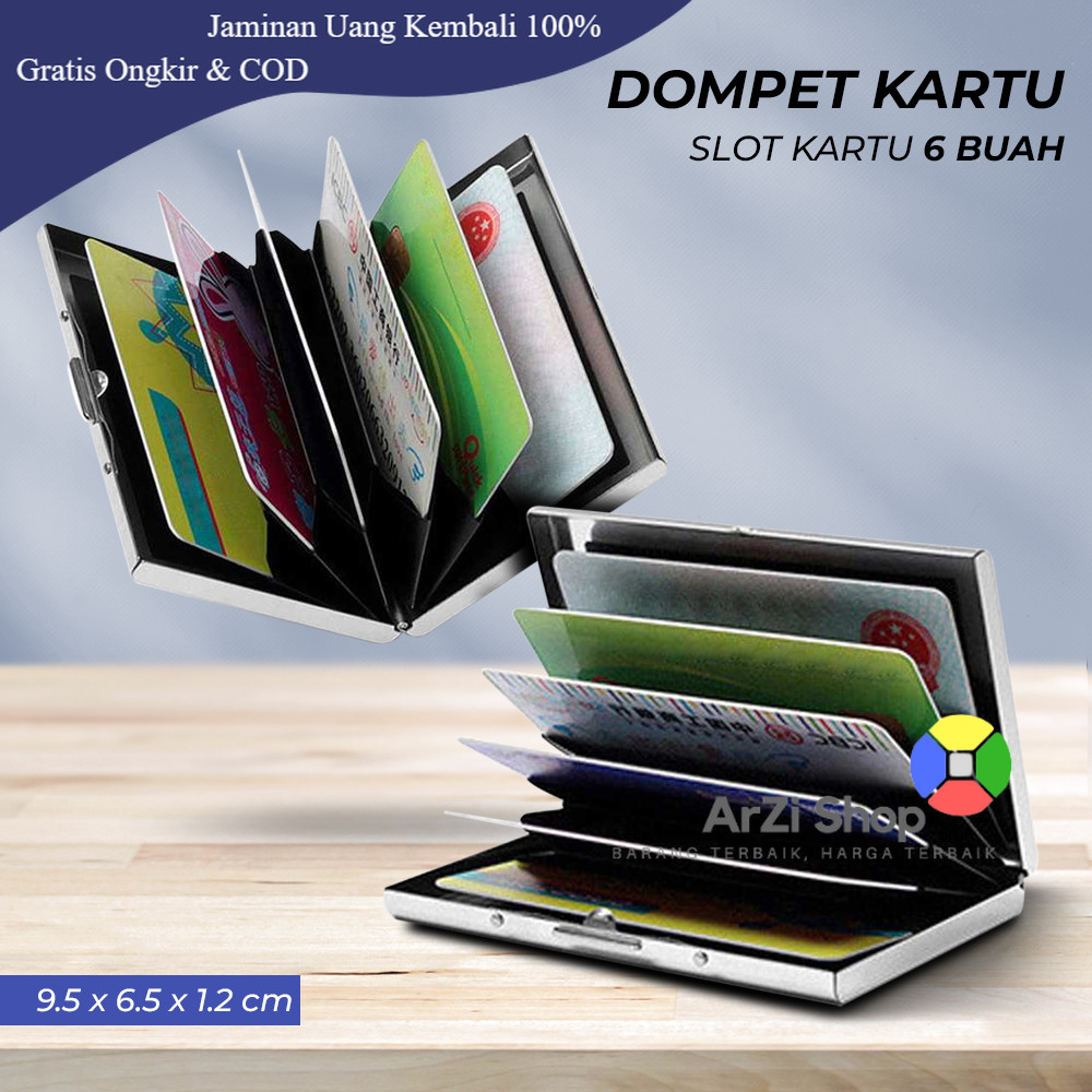 Slim Aluminium 6-Slot Card Wallet - FMB-78 - สีเงิน