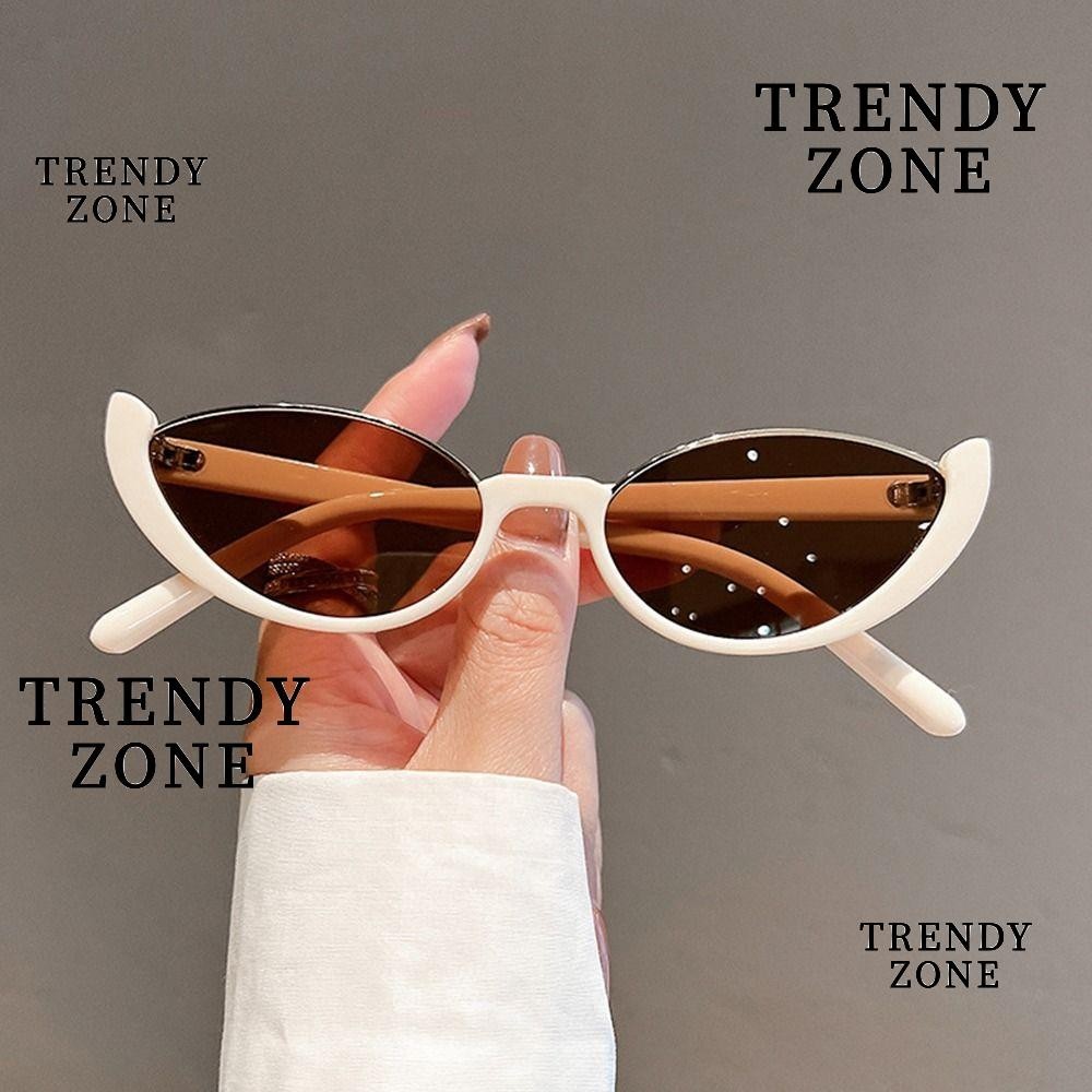 Trendyzone แว่นกันแดด ตาแมว วินเทจ ขนาดเล็ก ผู้หญิง ผู้ชาย ครึ่งกรอบ