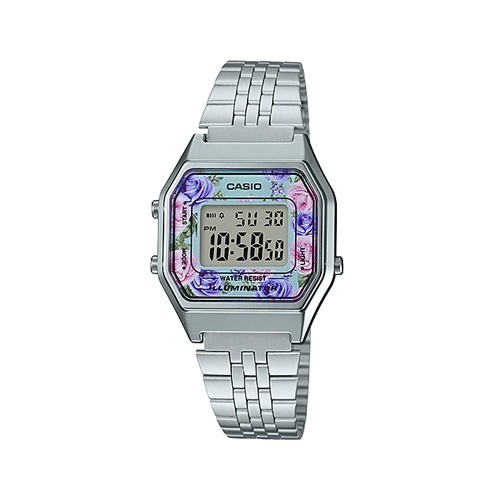 นาฬิกาดิจิตอล Casio นาฬิกาข้อมือผู้หญิง สีเงิน สายสแตนเลส รุ่น LA680WA-2CDF
