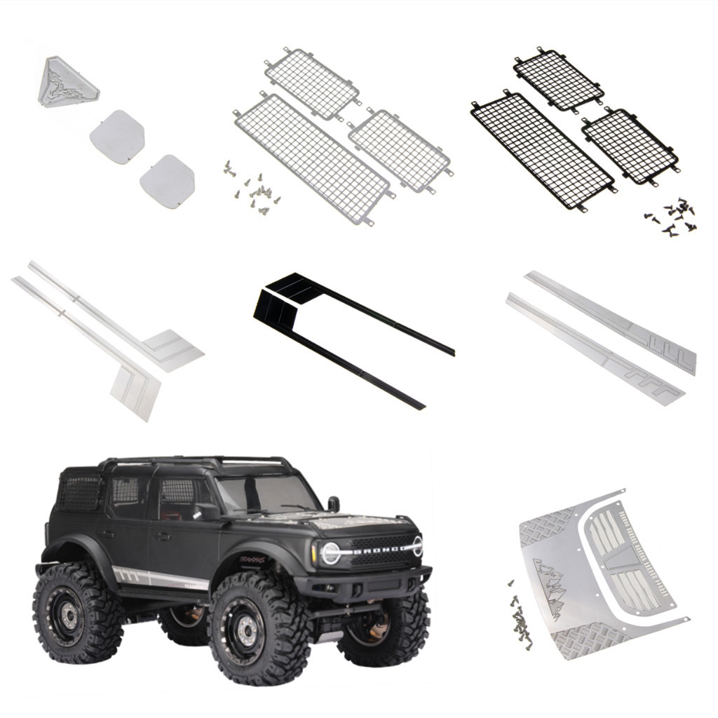 TRX4M bronco ตกแต่ง DIY อุปกรณ์เสริมกระจกมองหลังหน้าต่างตาข่าย Anti-Skid แผ่น Scratch PLATE 1/18 RC รถอะไหล่อัพเกรด & * &