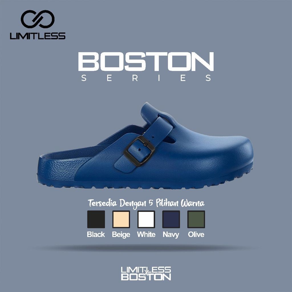 ABITUSSHOP LIMITLESS Boston Mens Slip On Sandals ผู้ชายอินเทรนด์ Slop รองเท้าแตะ Casual Slip On Size 36 - 44