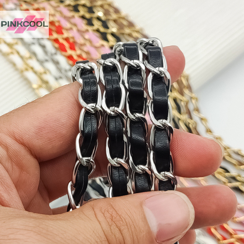 Pinkcool สายโซ่สะพายกระเป๋าถือ กระเป๋าสะพายไหล่ สะพายข้าง หนัง ขนาด 120 ซม. Diy สําหรับผู้หญิง