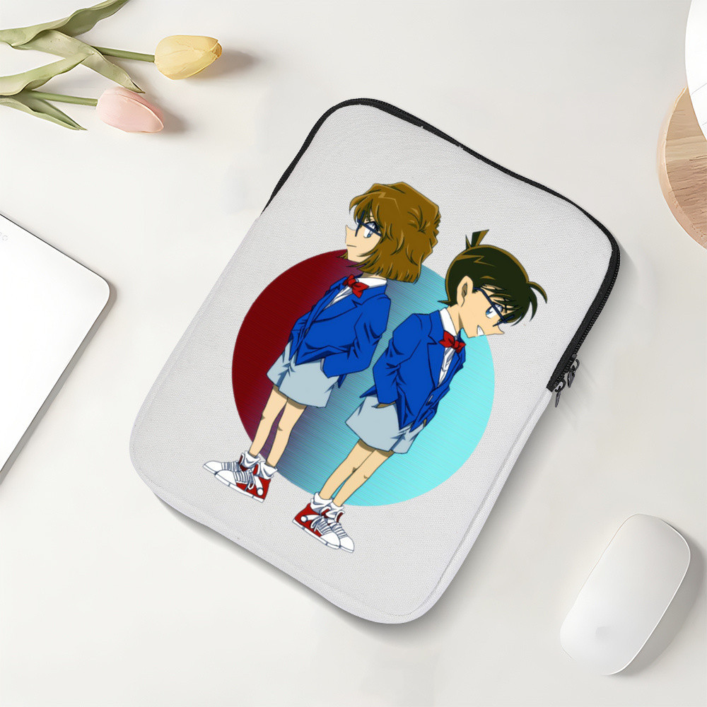 กระเป๋าใส่แล็ปท็อป กันน้ํา แต่งซิป พิมพ์ลายการ์ตูนอนิเมะโคนันน่ารัก สไตล์ญี่ปุ่น สําหรับ IPad